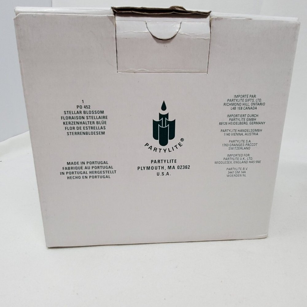 PartyLite White Satin Glass Frosted Tulip Candle Holder Gold Stars - Picture 10 of 11